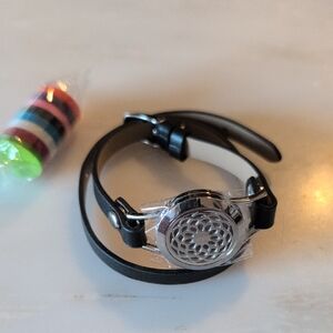 Black Leather Strap Essential Oil Bracelet